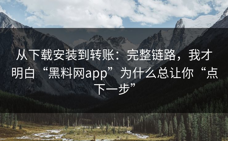 从下载安装到转账：完整链路，我才明白“黑料网app”为什么总让你“点下一步”